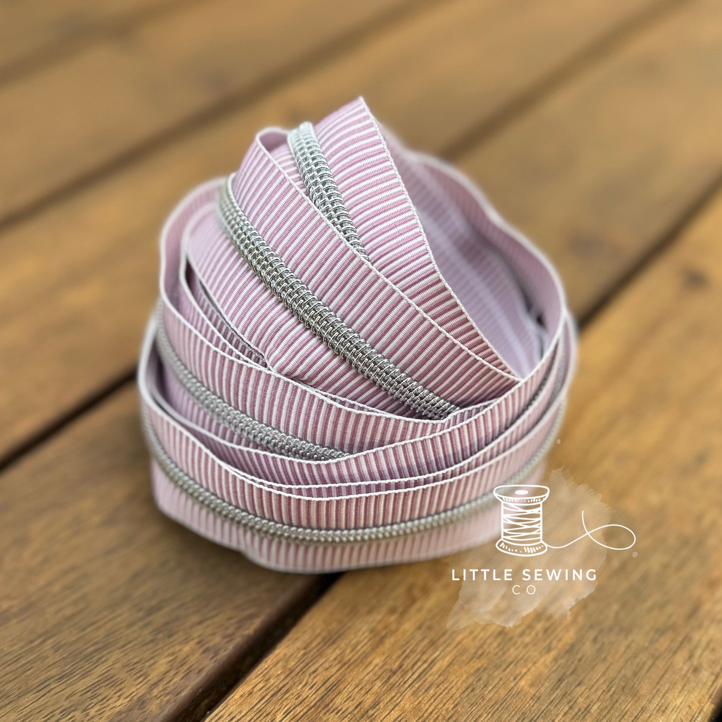 Light Purple Stripes with Silver Teeth Zipper Tape #5