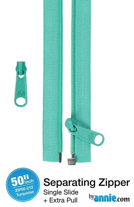 By Annie - 50″ Separating Zipper – Turquoise