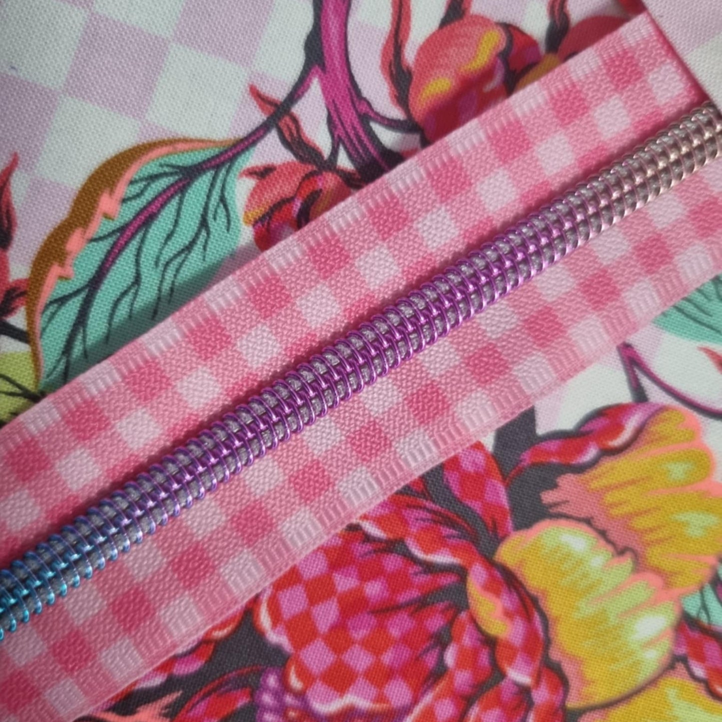 Pink Gingham Zipper Tape #5