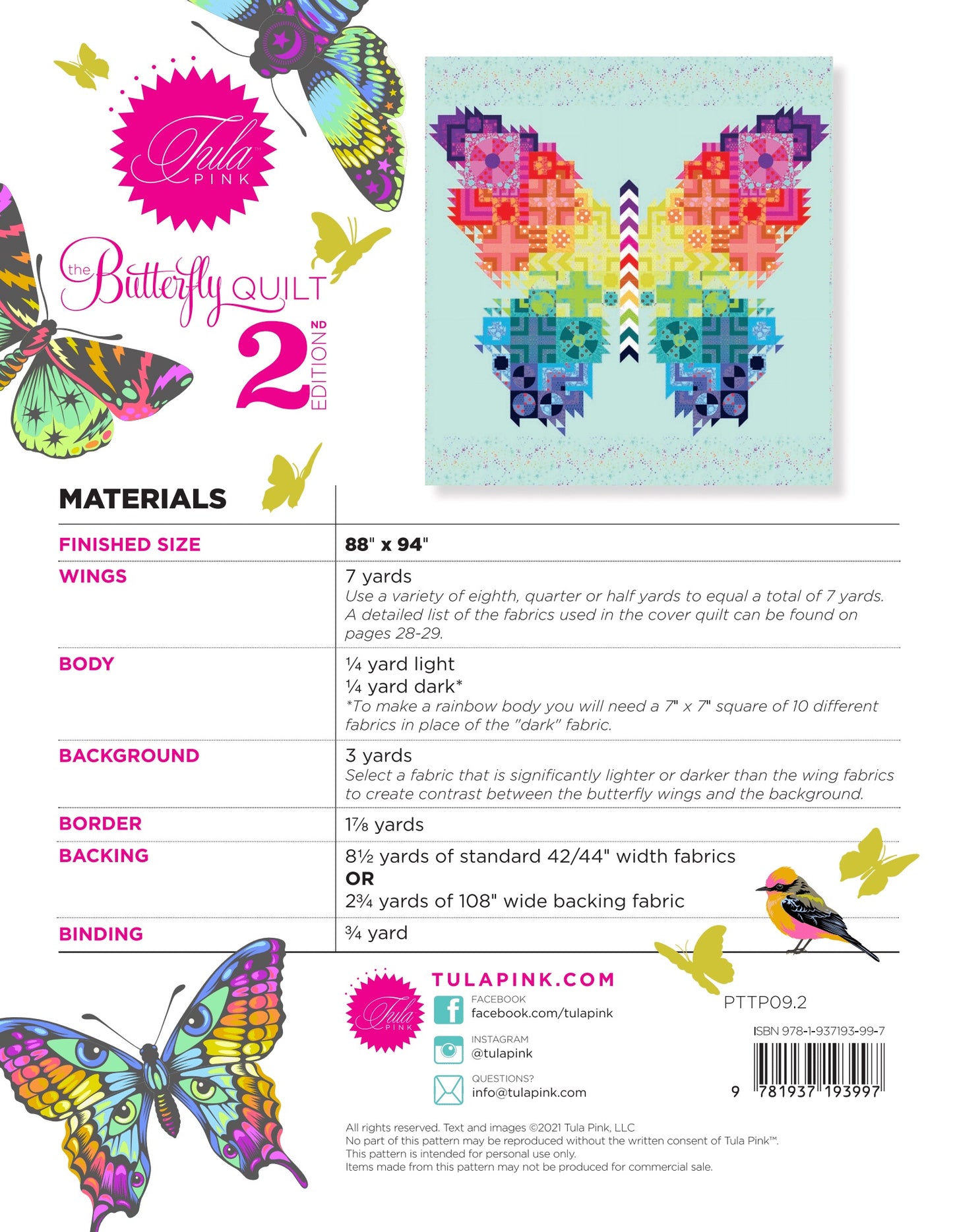 Tula Pink's Butterfly Quilt 2: Fabric Pack