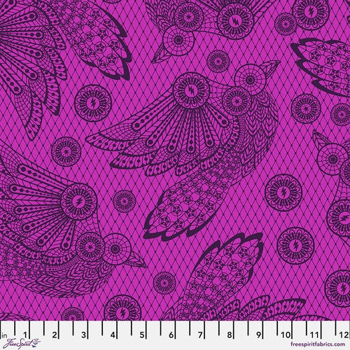 Tula Pink Nightshade Deja Vu - Raven Lace - Oleander
