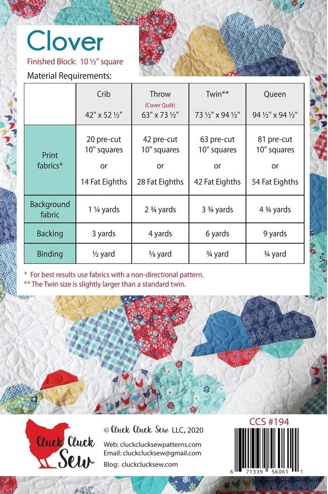 Clover #194 Pattern by Cluck Cluck Sew