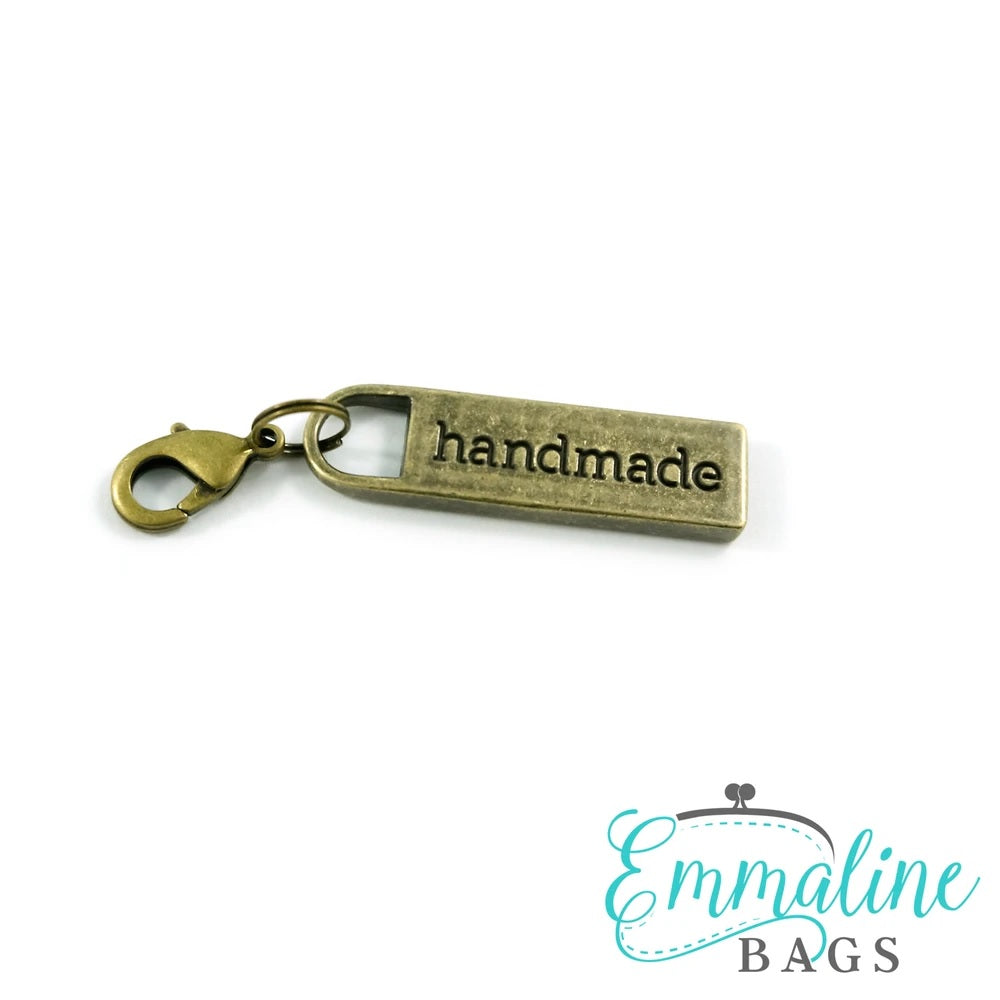 Zipper Pulls: "handmade" (1 Pack) by Emmaline Bags