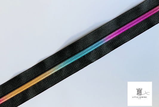 Black tape with Rainbow Teeth Zipper Tape #5