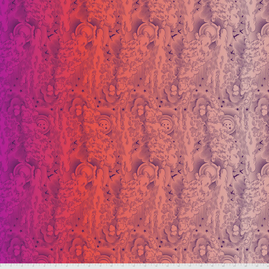 Tula Pink Daydreamer - Little Fluffy Clouds - Dragonfruit