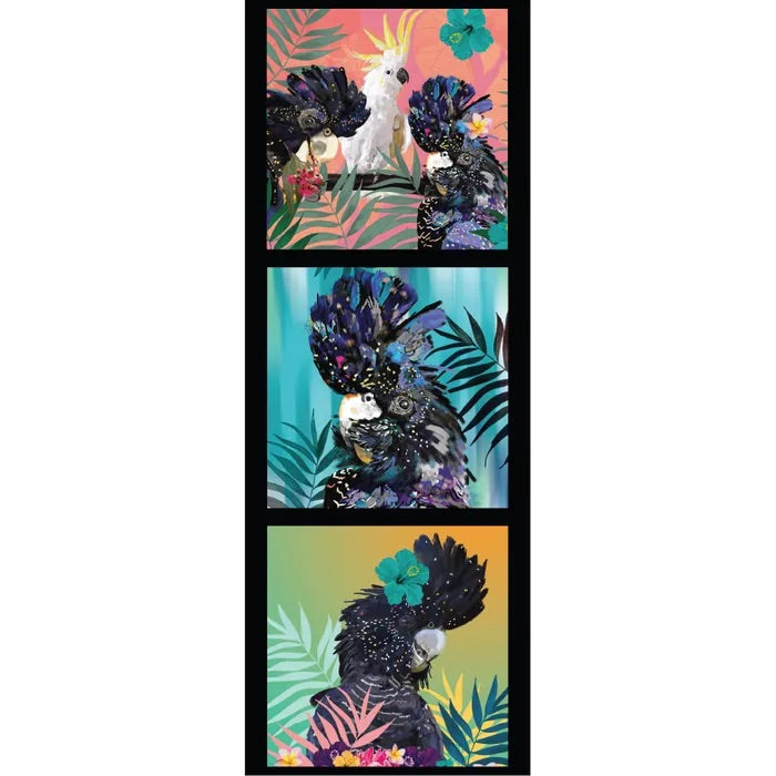 3 Block Black Cockatoo Panel