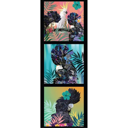 3 Block Black Cockatoo Panel