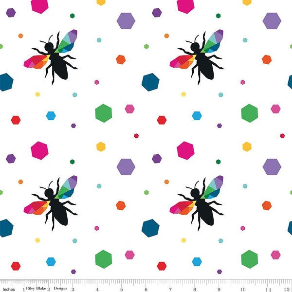 ‘Create’ by Kristy Lea - Hexie Bees White