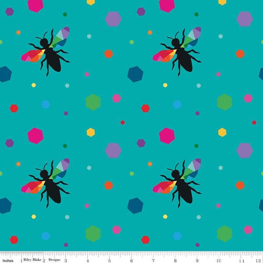 ‘Create’ by Kristy Lea - Hexie Bees Turquoise