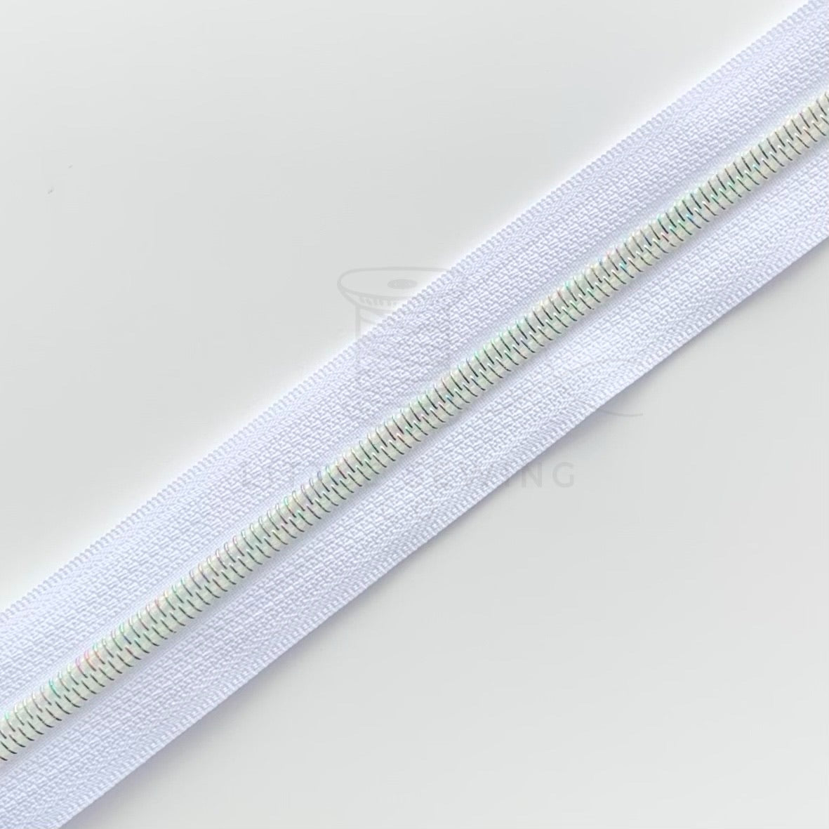 White Zipper Tape with Iridescent Teeth #5