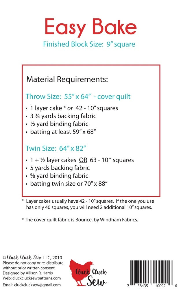 Easy Bake #117 Pattern by Cluck Cluck Sew