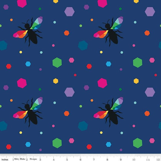‘Create’ by Kristy Lea - Hexie Bees Navy