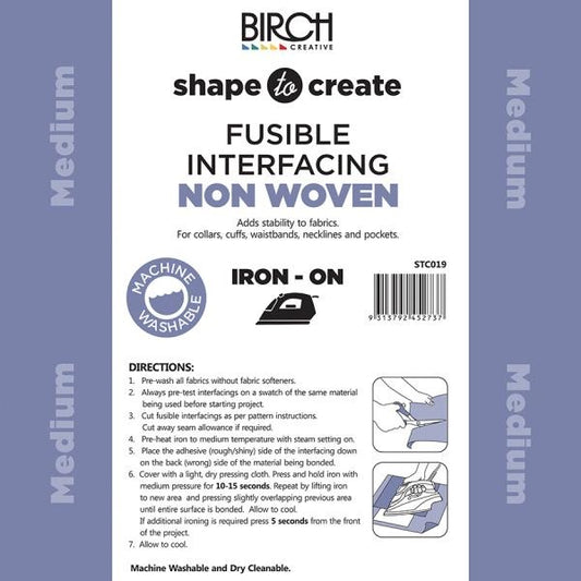 Shape to Create Iron on Non Woven Interfacing Medium - Black