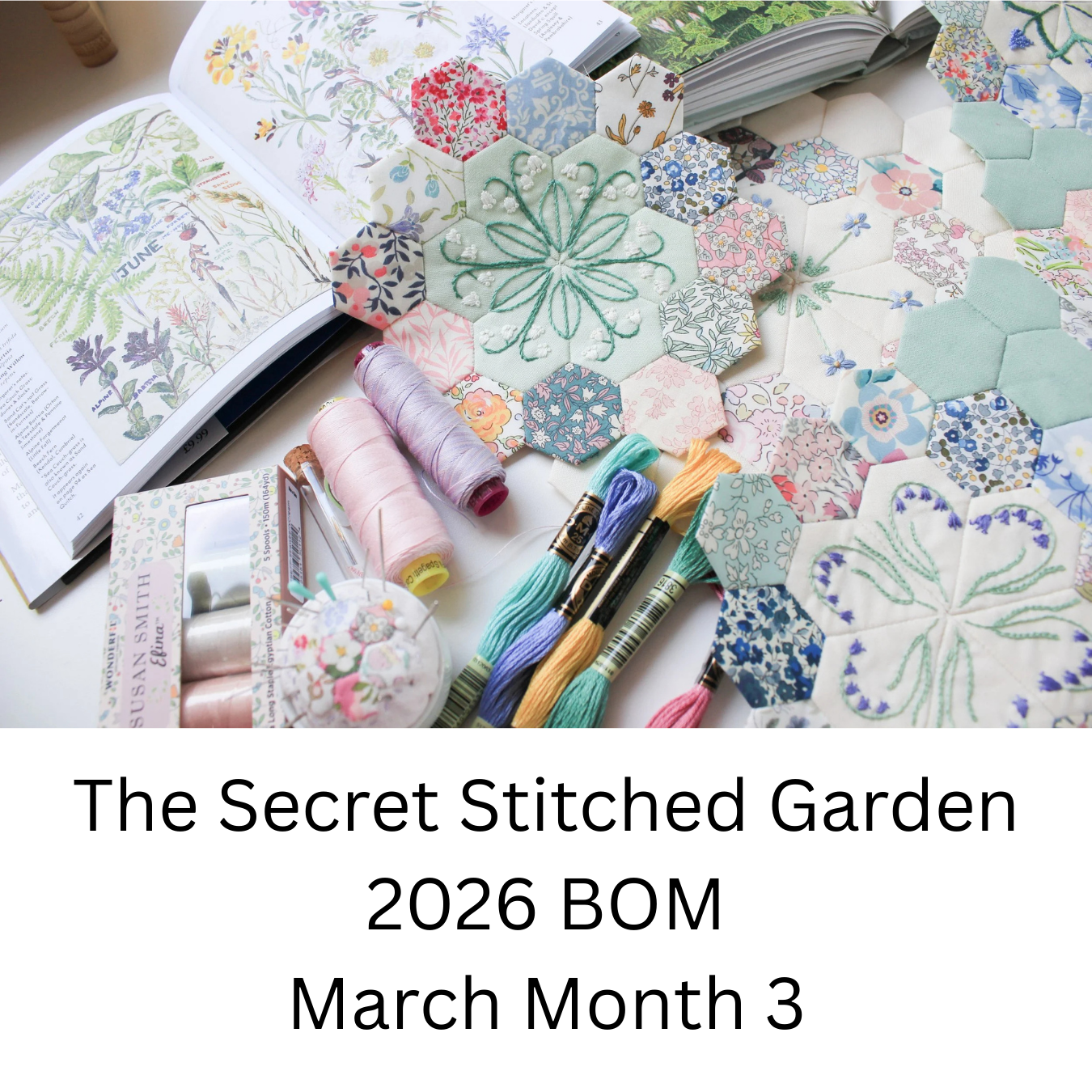 The Stitched Garden BOM 2026 EPP - March Month 3
