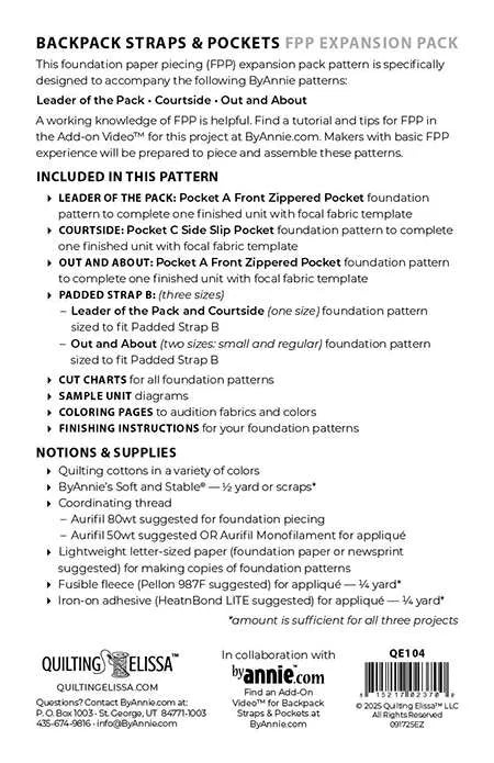 Bella Quilt Coat - Backpack Straps & Pocket expansion Pack