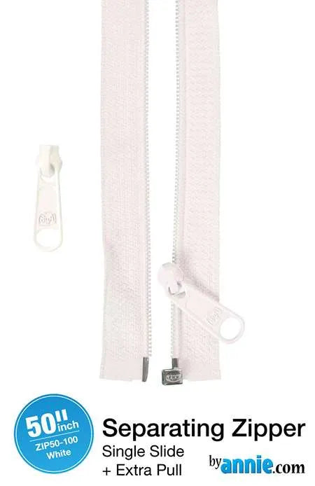 By Annie - 50″ Separating Zipper – White