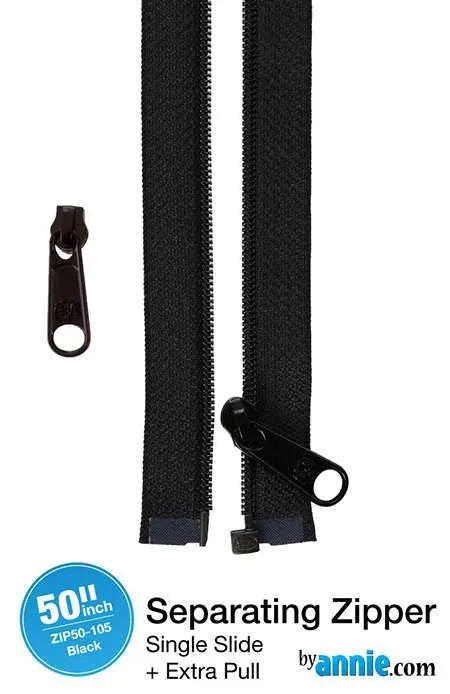 By Annie - 50″ Separating Zipper – Black