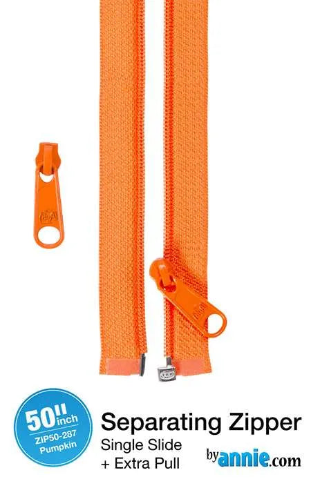 By Annie - 50″ Separating Zipper – Pumpkin