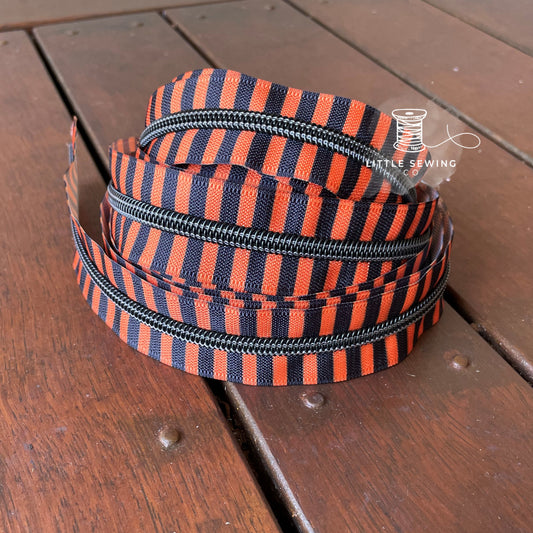 Black & Orange Stripes Zipper Tape #5