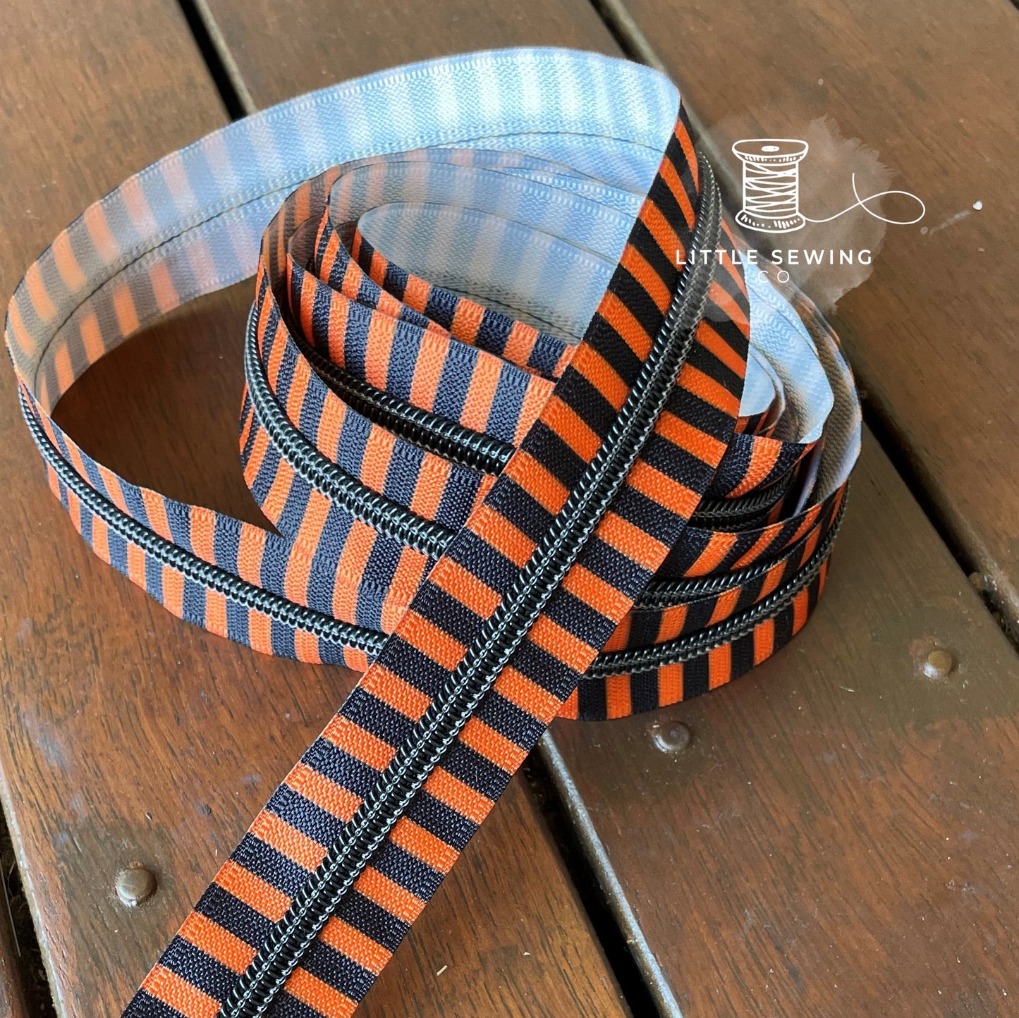 Black & Orange Stripes Zipper Tape #5