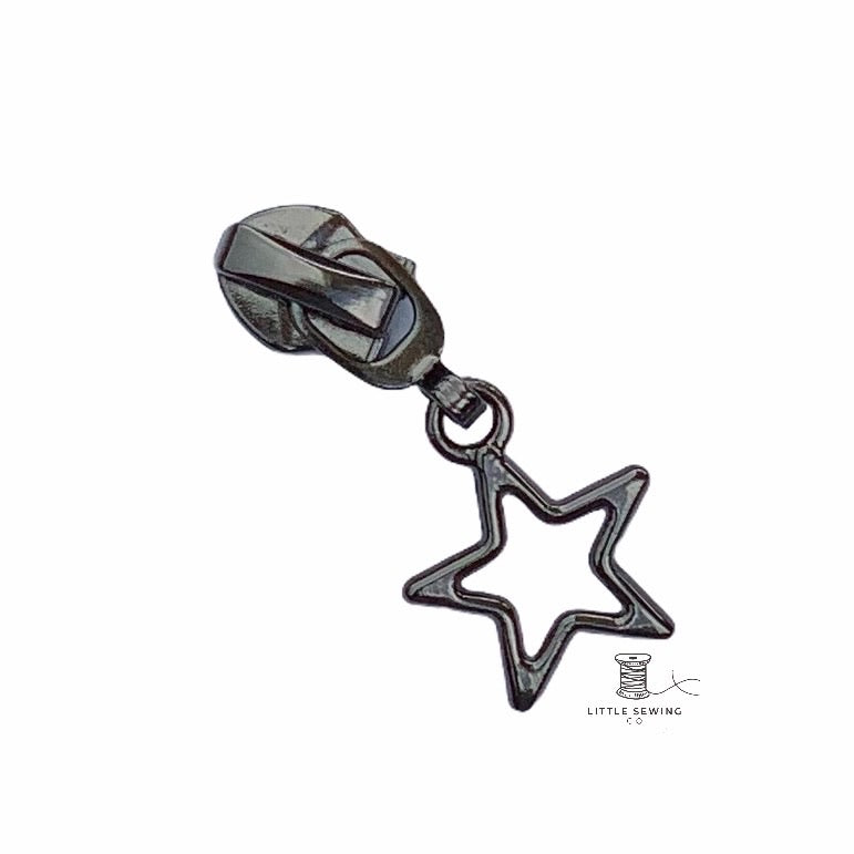 Black Open Star Zipper Pull #5