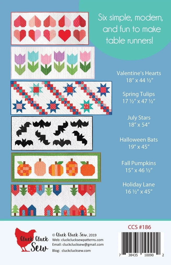 Modern Holiday Table Runners  #186 Pattern by Cluck Cluck Sew